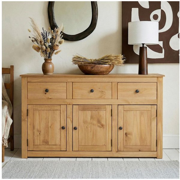 IDIMEX Sideboard CANCUN, Kommode aus Kiefer Massivholz 3 Türen & Schubladen Wohnzimmer, Flur