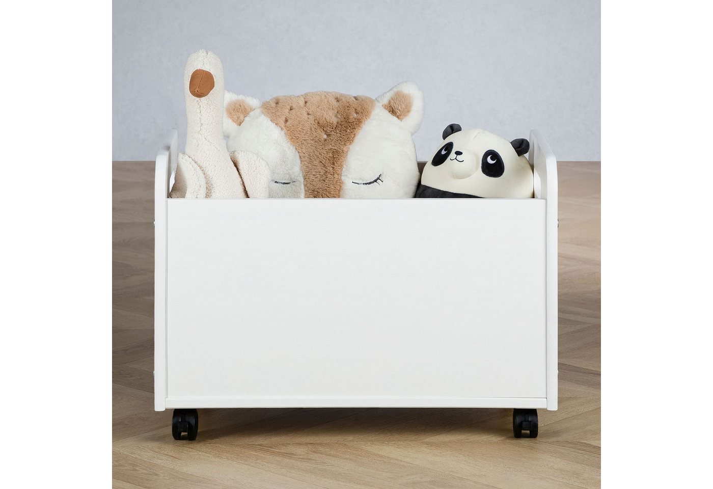 IDIMEX Spielzeugtruhe BENJAMIN (Set), Kinderzimmer Aufbewahrung aus Holz Aufbewahrungsbox mit Rollen weiß – Bild 2 von 5