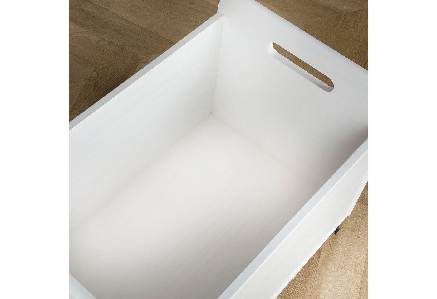 IDIMEX Spielzeugtruhe BENJAMIN (Set), Kinderzimmer Aufbewahrung aus Holz Aufbewahrungsbox mit Rollen weiß – Bild 4 von 5