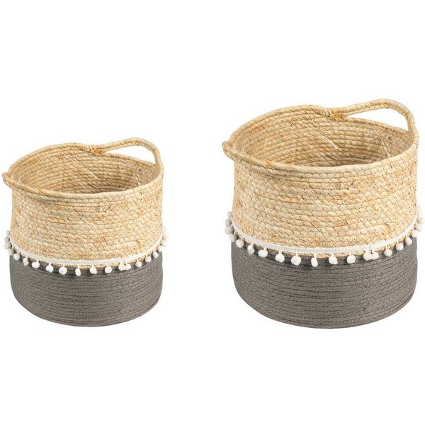 IDIMEX Übertopf YUMI, Pflanzkorb 2er Set Seegras natur/grau