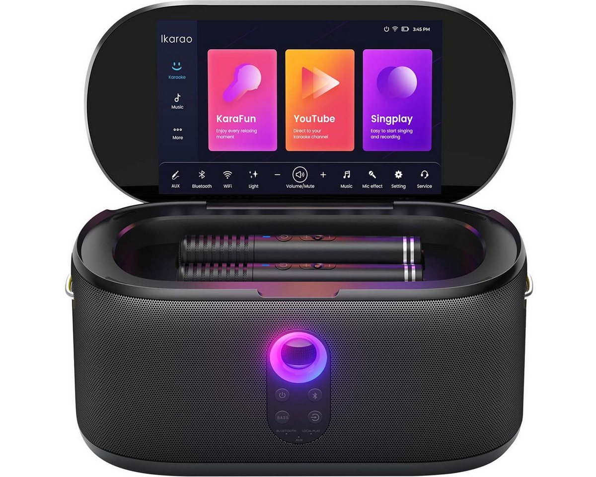 Ikarao IKARAO Shell S1 Karaoke-Maschine 2.0 (Bluetooth, 280 W, Touchscreen, Bluetooth-Streaming, WiFi, HDMI, Selbstlade-Mikros) – Bild 2 von 5