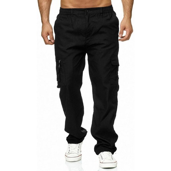 iKENNAS Cargohose HerrenFreizeit Arbeitshose Cargohose (Cargohose GF20) Schwarz M