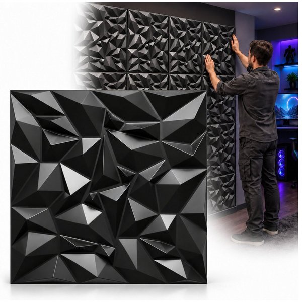 IKHEMalarka 3D Wandpaneel 3D Paneele PVC Kunststoffpaneele, BxL: 50,00x50,00 cm, 0,25 qm, (1 Stück, 3D Wandpaneele Deckenpaneele) hochwertige & harte PVC 3D Pla