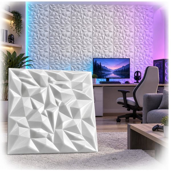 IKHEMalarka 3D Wandpaneel Polystyrol Styropor XPS Gaming Zimmer Set Deckenpaneele, BxL: 50x50 cm, 0,25 qm, (0,25m², 1 Stück) Leicht, flexibel, 3D-Design, leicht