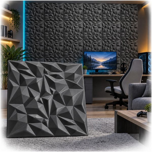 IKHEMalarka 3D Wandpaneel Polystyrol Styropor XPS Gaming Zimmer Set Deckenpaneele, BxL: 50x50 cm, 0,25 qm, (0,25m², 1 Stück) Leicht, flexibel, 3D-Design, leicht