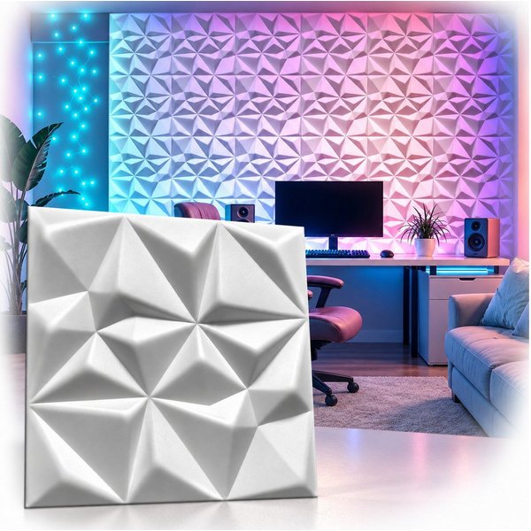 IKHEMalarka 3D Wandpaneel Polystyrol Styropor XPS Gaming Zimmer Set Deckenpaneele, BxL: 50x50 cm, 0,25 qm, (0,25m², 1 Stück) Leicht, flexibel, 3D-Design, leicht