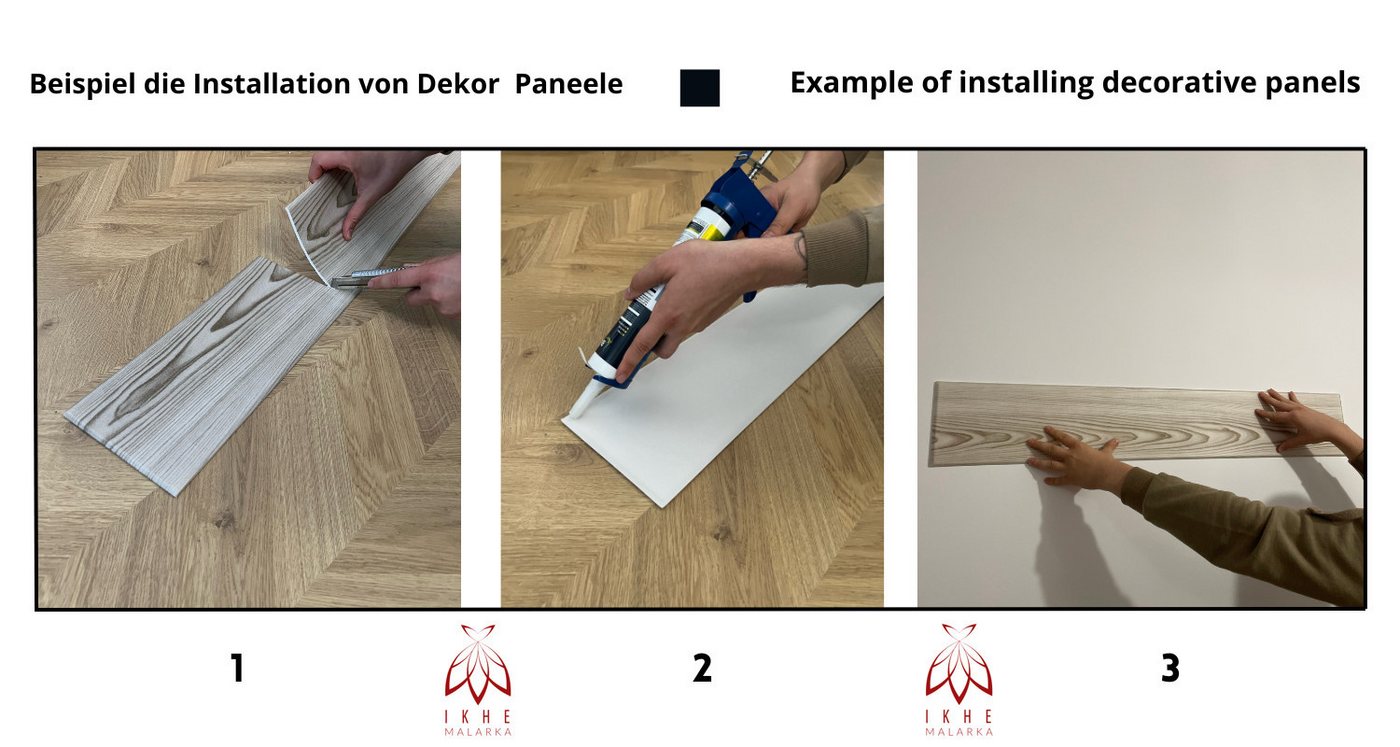 IKHEMalarka Wandpaneel Deckenpaneele Styropor Polystyrol XPS Decke Wand, BxL: 16,7x100 cm, 0,16 qm, (0.167m², 1-tlg., 1 Stück = 100x16,7cm x 3mm Materialstärke) – Bild 5 von 5