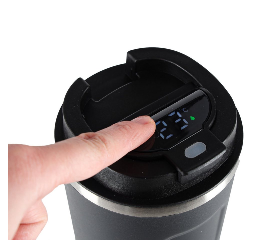 Ikonka Thermobecher Smart Thermobecher mit LED-Temperaturanzeige 500 ml – Schwarz / Weiß, LED-Temperaturanzeige im Deckel Doppelwandige Vakuumisolierung – Bild 2 von 5