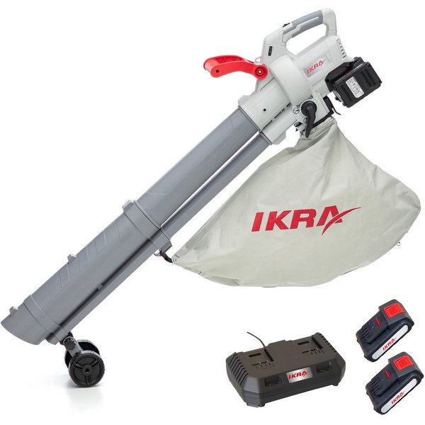 ikra GmbH Akku-Laubbläser IALS 2-20, (Set, inkl. Akku & Doppel-Schnelllader), bis 210km/h, inkl. 2 x 20V Akkus (2,0 Ah) & Schnelllader