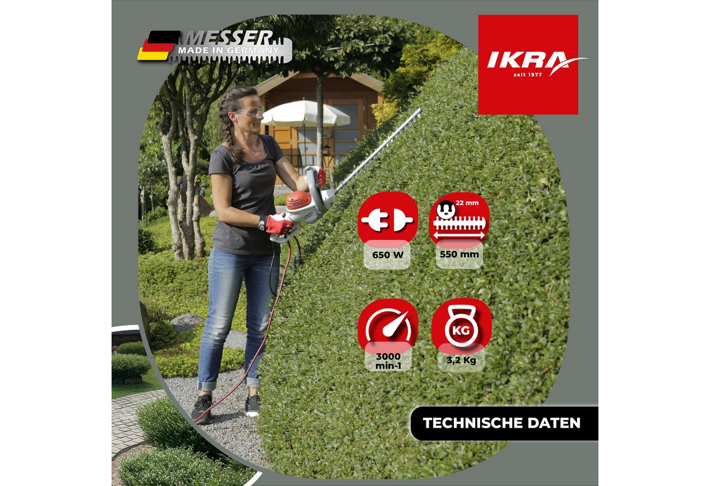 ikra GmbH Elektro-Heckenschere IHS 650, 55 cm Schnittlänge, 22 mm Schnittstärke – Bild 5 von 5