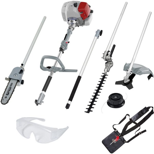 ikra GmbH Garten-Multifunktionsgerät IBKH 33-1, Benzin, mit Schutzbrille, 4in1: Rasentrimmer, Freischneider, Teleskop-Heckenschere & Entaster
