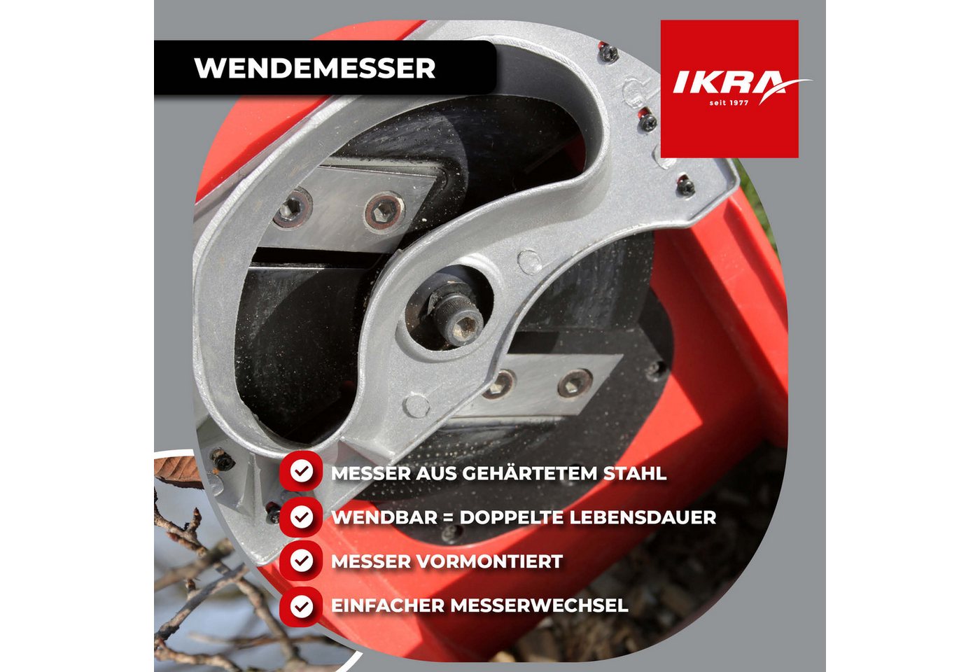 ikra GmbH Häcksler IMH 2500, 4,5 cm max. Astdurchmesser, 2.500 Watt – Bild 4 von 5