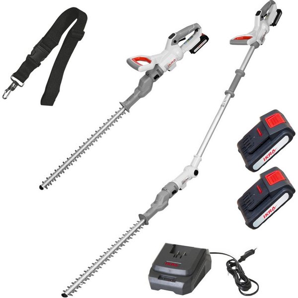 ikra GmbH Teleskop-Heckenschere ICPH 2050, bis 2,10 m Arbeitshöhe, 20 V, Praktische 2in1-Funktion (klassisch oder als Teleskop)