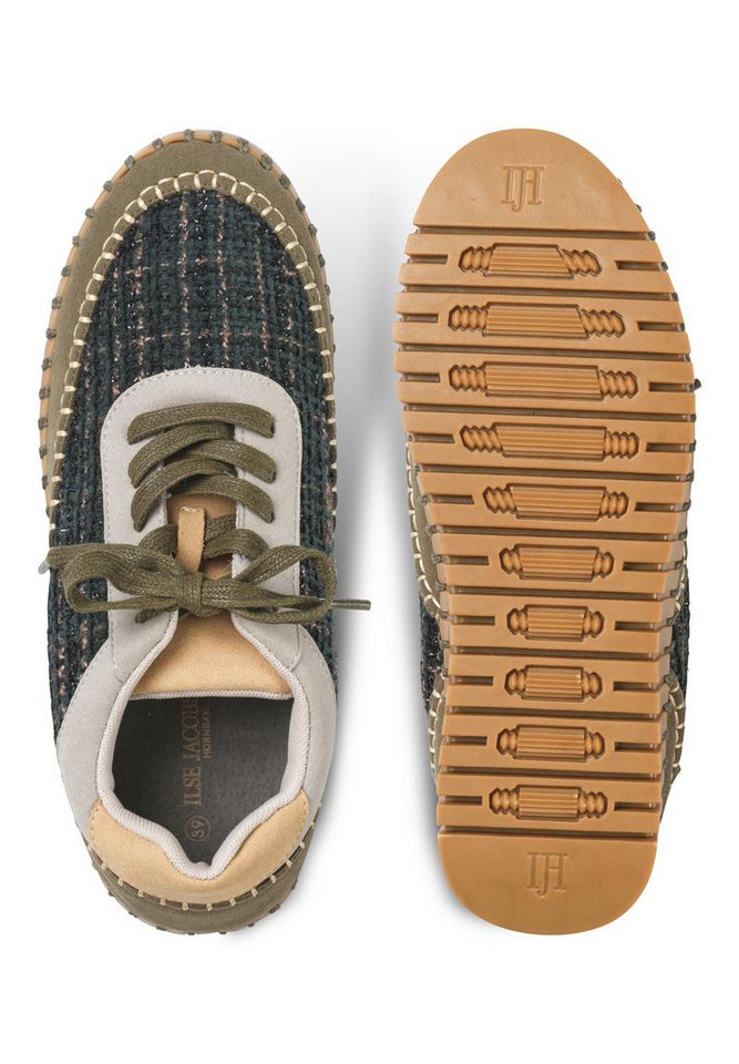 Ilse Jacobsen TULIP4500 Sneaker Bouclé, Materialmix, Keilsohle, Farbblocking – Bild 3 von 5