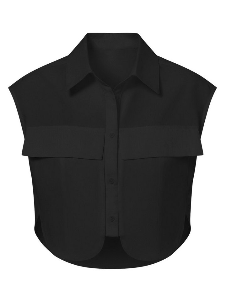 Imily Bela Blusenshirt Damen Ärmellose Cropped mit Brusttaschen und Kragen Casual (Packung, 1-tlg., 1per-Pack) aus Baumwolle in Unifarbe – Bild 5 von 5