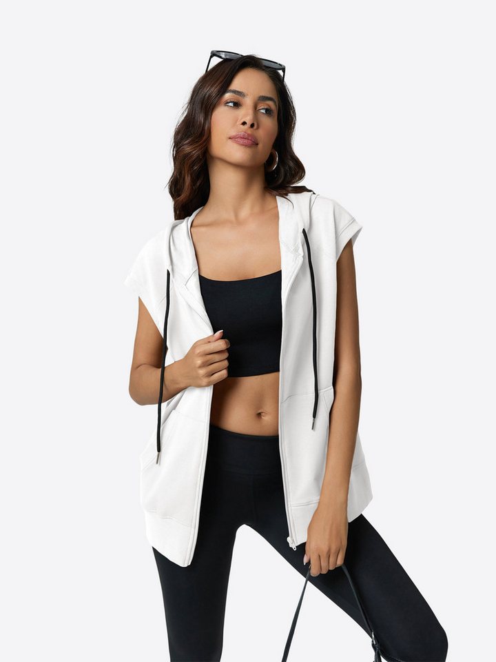 Imily Bela Kapuzenpullover Damen ärmelloses Top mit Reißverschluss (Packung, 1-tlg., 1per-Pack) mit Kapuze – Bild 4 von 5