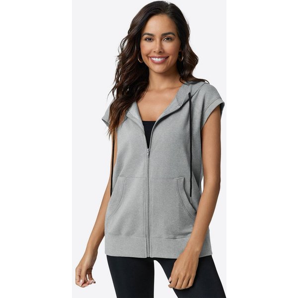 Imily Bela Kapuzenpullover Damen ärmelloses Top mit Reißverschluss (Packung, 1-tlg., 1per-Pack) mit Kapuze