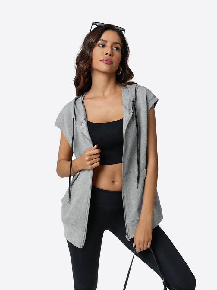 Imily Bela Kapuzenpullover Damen ärmelloses Top mit Reißverschluss (Packung, 1-tlg., 1per-Pack) mit Kapuze – Bild 4 von 5