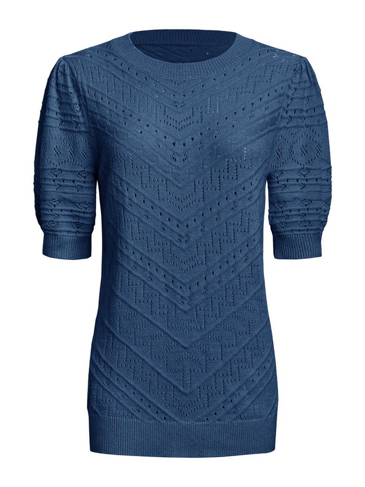 Imily Bela Kurzarmpullover Damen Freizeit Pullover-Shirt (Packung, 1-tlg., 1per-Pack) Rippstrick – Bild 2 von 5