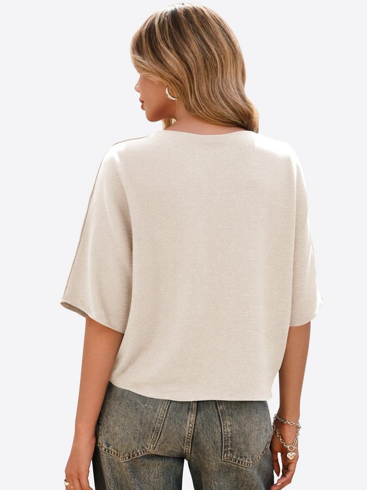 Imily Bela Kurzarmpullover Damen T-Shirt locker geschnitten (Packung, 1-tlg., 1per-Pack) in Unifarbe – Bild 2 von 5