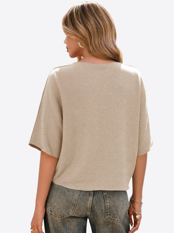 Imily Bela Kurzarmpullover Damen T-Shirt locker geschnitten (Packung, 1-tlg., 1per-Pack) in Unifarbe – Bild 2 von 5