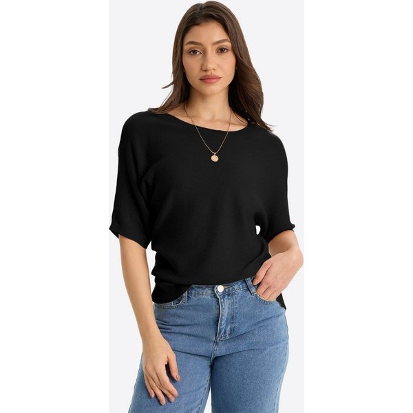 Imily Bela Kurzarmpullover Damen T-Shirt mit Fledermausärmeln (Packung, 1-tlg., 1per-Pack) Halbarm