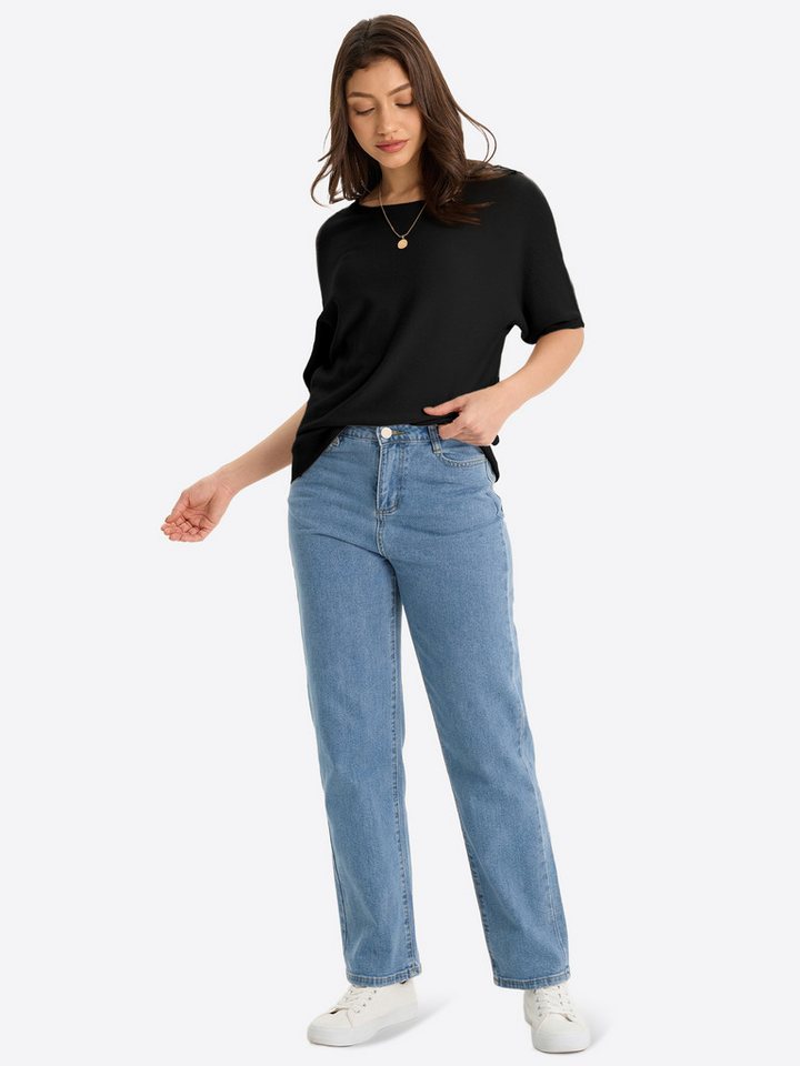 Imily Bela Kurzarmpullover Damen T-Shirt mit Fledermausärmeln (Packung, 1-tlg., 1per-Pack) Halbarm – Bild 3 von 5