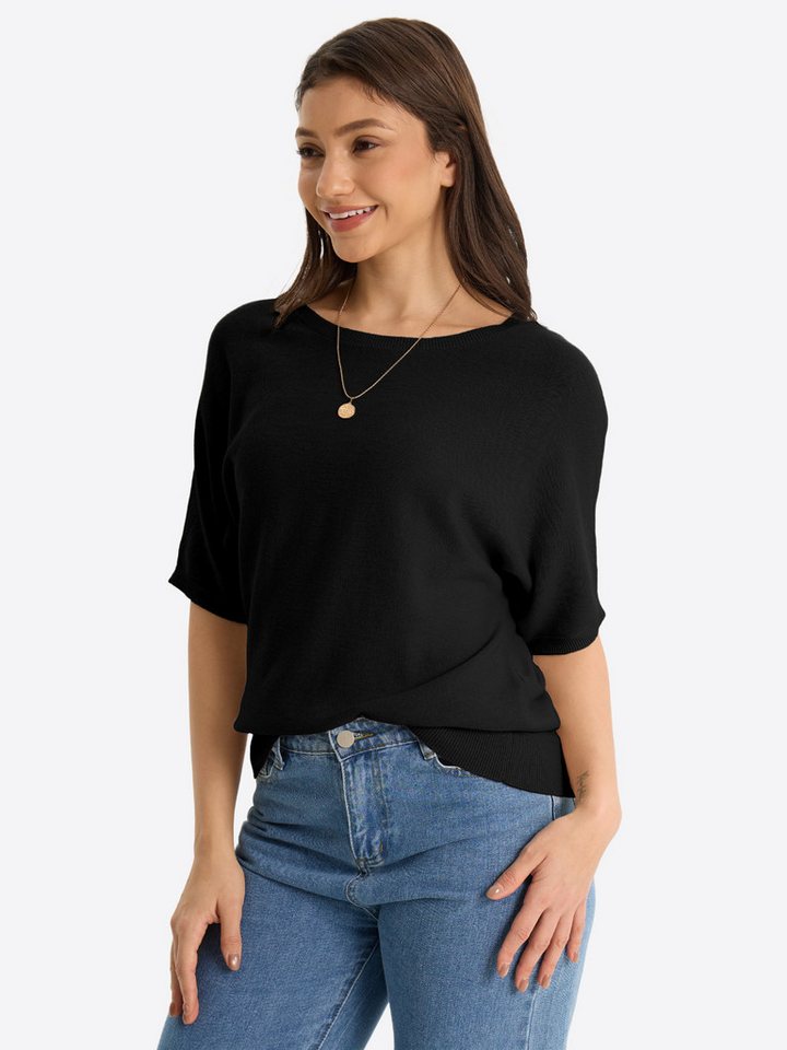 Imily Bela Kurzarmpullover Damen T-Shirt mit Fledermausärmeln (Packung, 1-tlg., 1per-Pack) Halbarm – Bild 4 von 5
