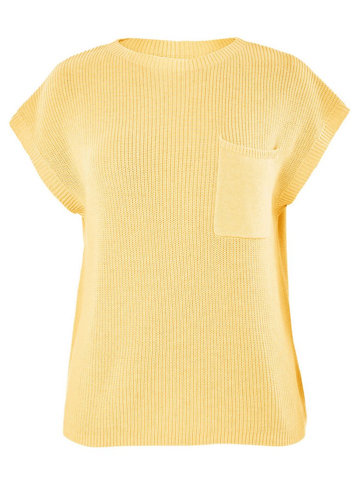 Imily Bela Kurzarmpullover Damen Trendige Strickshirt mit Brusttasche (Packung, 1-tlg., 1per-Pack) einfarbig – Bild 2 von 5