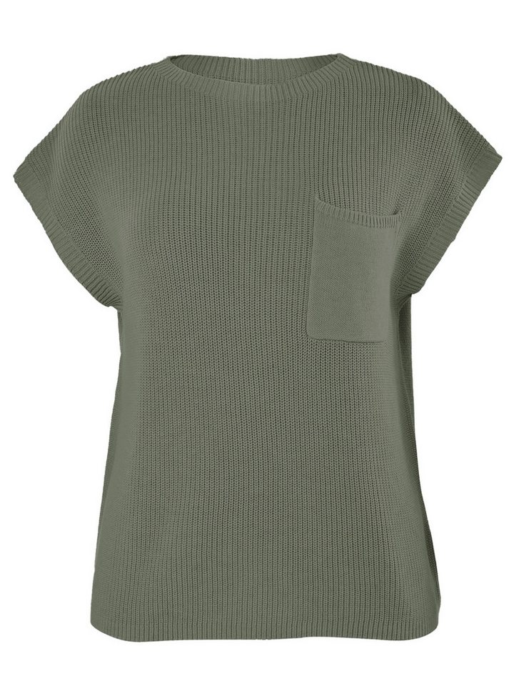 Imily Bela Kurzarmpullover Damen Trendige Strickshirt mit Brusttasche (Packung, 1-tlg., 1per-Pack) einfarbig – Bild 2 von 5