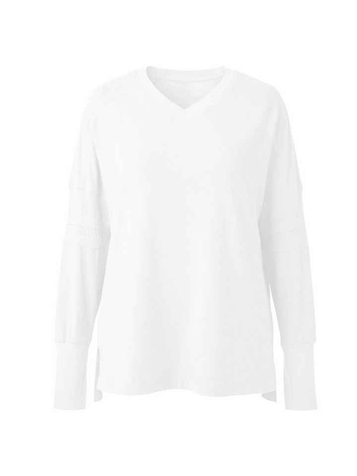 Imily Bela Langarmshirt Damen Oversize mit V-Ausschnitt Raglanärmeln und Daumenlöchern (Packung, 1-tlg., 1per-Pack) in Unifarbe – Bild 5 von 5