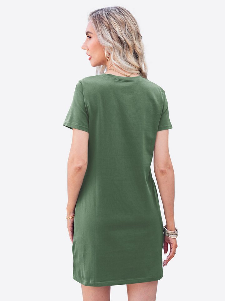 Imily Bela Minikleid Damen Freizeitkleid mit Rundhalsausschnitt (Packung, 1-tlg., 1per-Pack) einfarbig – Bild 3 von 5