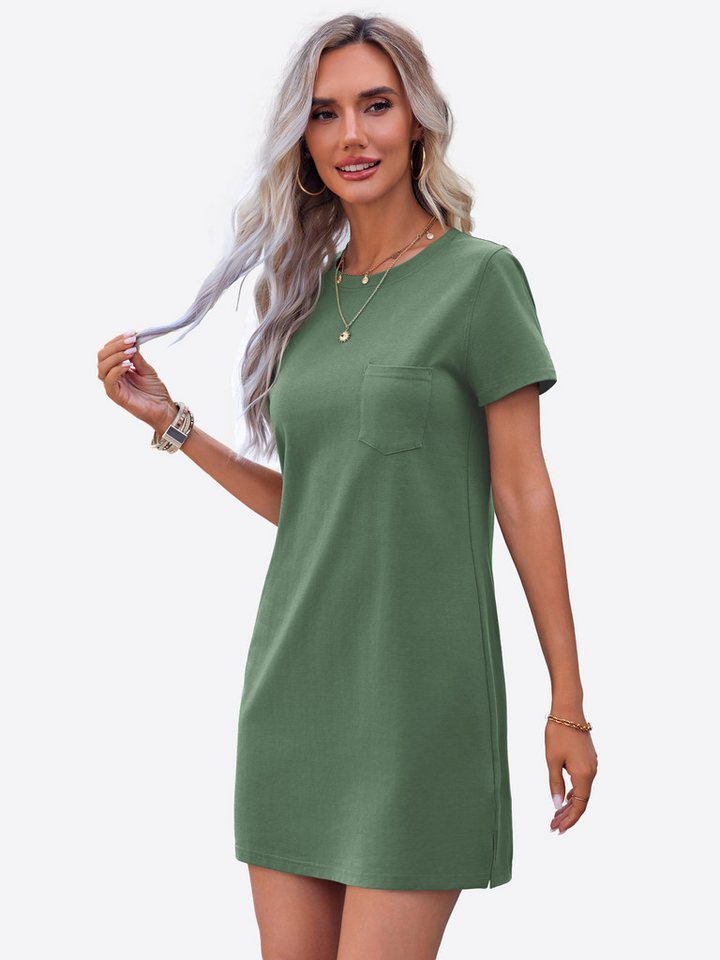 Imily Bela Minikleid Damen Freizeitkleid mit Rundhalsausschnitt (Packung, 1-tlg., 1per-Pack) einfarbig – Bild 5 von 5