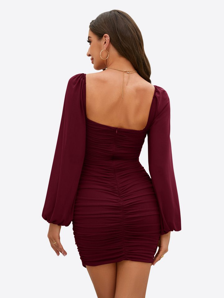 Imily Bela Minikleid Damenkleid mit Langarm und eckigem Ausschnitt (Packung, 1-tlg., 1per-Pack) Elegant – Bild 2 von 5
