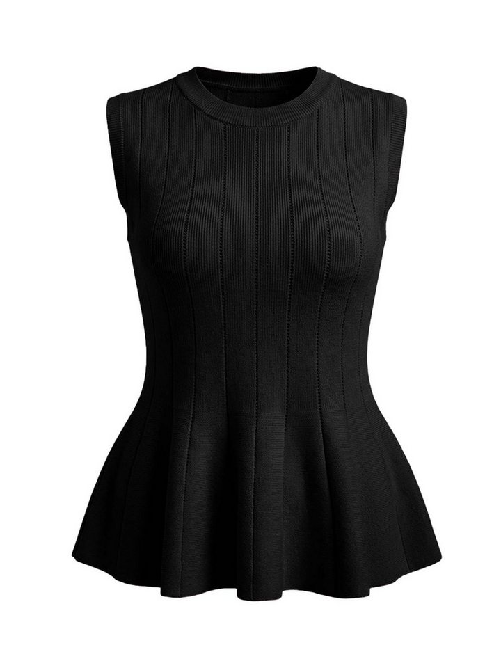 Imily Bela Ripptanktop Damen ärmellos Stricken mit Rippenmuster und gerafftem Saum (Packung, 1-tlg., 1per-Pack) mit Rundhalsausschnitt gehäkelt in Unifarbe – Bild 5 von 5