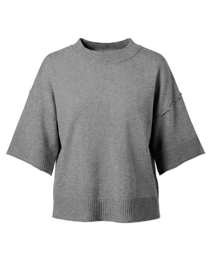 Imily Bela Strickpullover Damen Halbarm Sommer Oversized Cropped Casual Sweater (Packung, 1-tlg., 1per-Pack) in Unifarbe gehäkelt – Bild 5 von 5