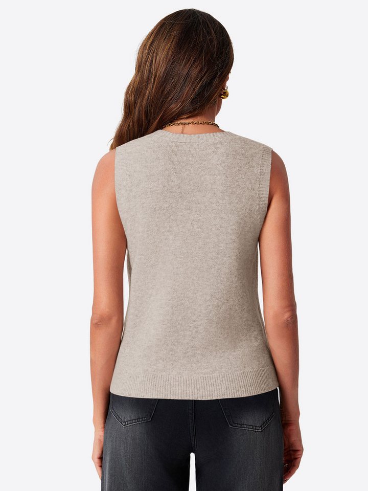 Imily Bela Strickweste Damen Ärmellos mit V-Ausschnitt Knopfleiste und Taschen (Packung, 1-tlg., 1per-Pack) in Unifarbe gehäkelt – Bild 2 von 5