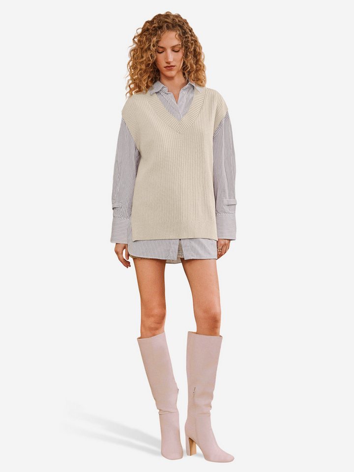 Imily Bela Strickweste Damen Ärmelloses Pullover weste (Packung, 1-tlg., 1per-Pack) Seitenschlitze – Bild 3 von 5