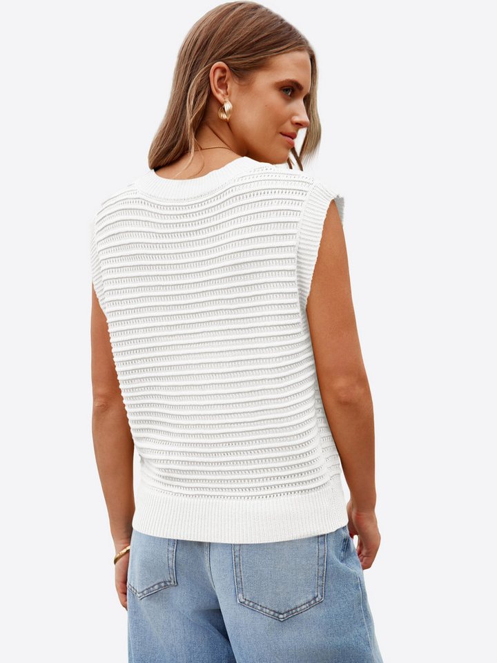Imily Bela Strickweste Damen Strickweste mit Rundhalsausschnitt (Packung, 1-tlg., 1per-Pack) Gestreiftes Stricken – Bild 2 von 5