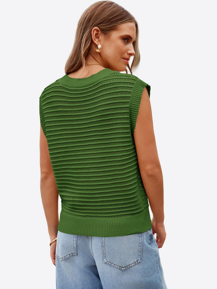 Imily Bela Strickweste Damen Strickweste mit Rundhalsausschnitt (Packung, 1-tlg., 1per-Pack) Gestreiftes Stricken – Bild 2 von 5