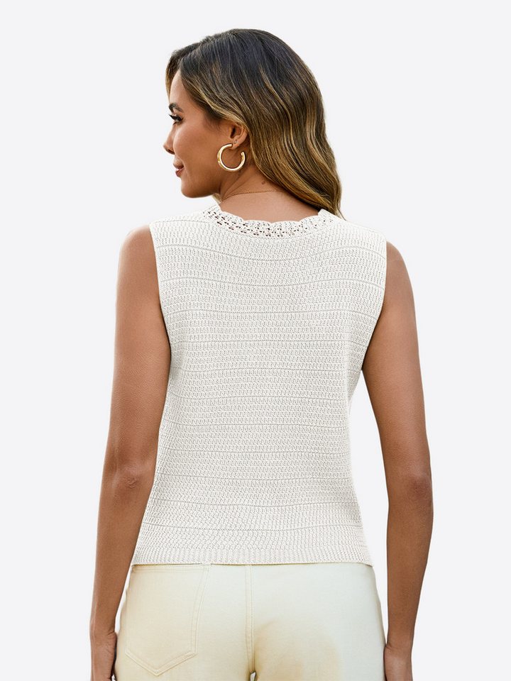 Imily Bela Strickweste Damen V-Ausschnitt Weste mit Knopfleiste (Packung, 1-tlg., 1per-Pack) Häkeln – Bild 2 von 5