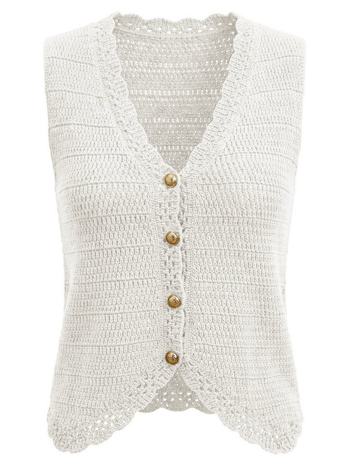 Imily Bela Strickweste Damen V-Ausschnitt Weste mit Knopfleiste (Packung, 1-tlg., 1per-Pack) Häkeln – Bild 5 von 5