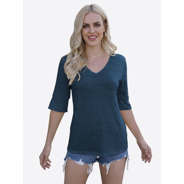 Imily Bela T-Shirt Dsmen Basic Tops mit halben Ärmeln (Packung, 1-tlg., 1per-Pack) mit V-Ausschnitt