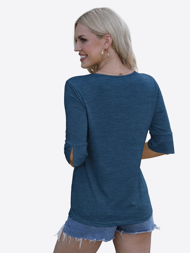 Imily Bela T-Shirt Dsmen Basic Tops mit halben Ärmeln (Packung, 1-tlg., 1per-Pack) mit V-Ausschnitt – Bild 3 von 5