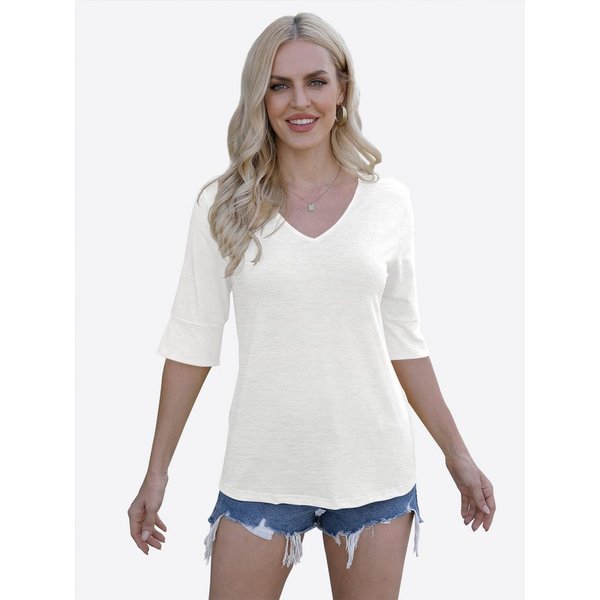 Imily Bela T-Shirt Dsmen Basic Tops mit halben Ärmeln (Packung, 1-tlg., 1per-Pack) mit V-Ausschnitt