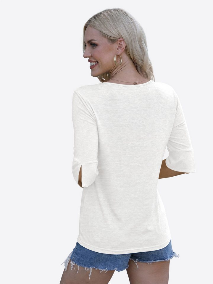 Imily Bela T-Shirt Dsmen Basic Tops mit halben Ärmeln (Packung, 1-tlg., 1per-Pack) mit V-Ausschnitt – Bild 3 von 5