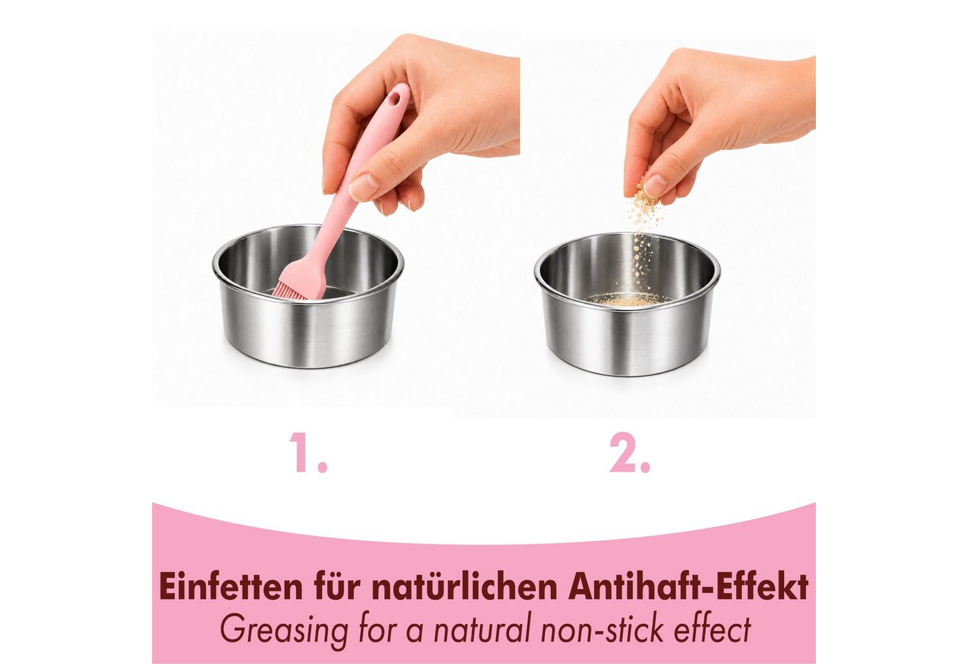 immer Backform Backform Set Edelstahl 4er-Set Mini-Kuchenformen mit Hebeboden, (8-tlg), unbeschichtet, ohne PFAS, Aluminiumfrei, hochhitzefest – Bild 3 von 5