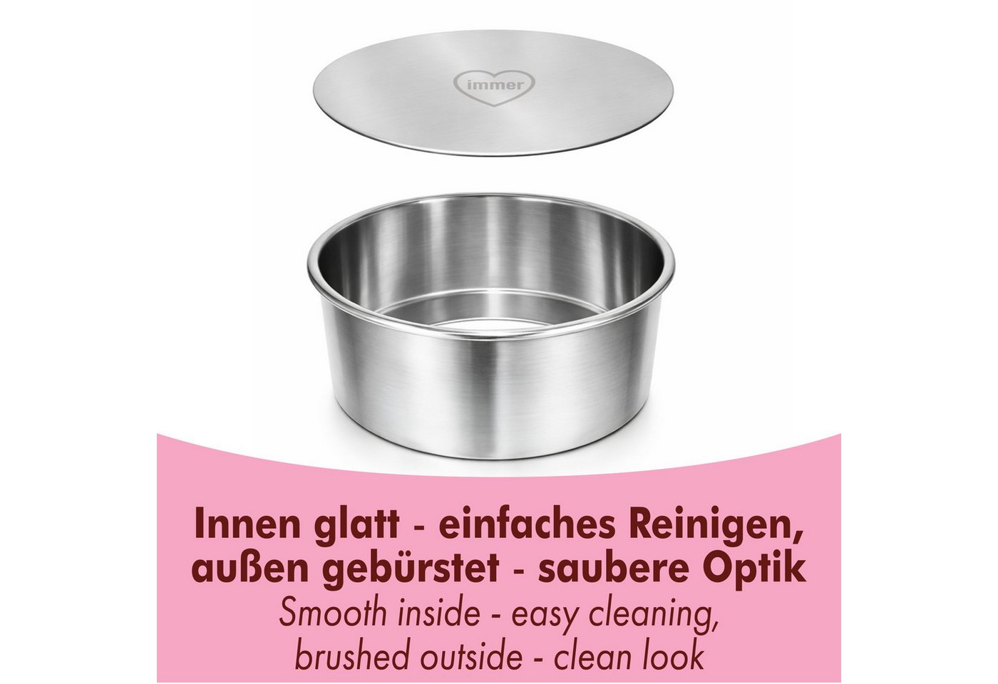 immer Backform Backform Set Edelstahl 4er-Set Mini-Kuchenformen mit Hebeboden, (8-tlg), unbeschichtet, ohne PFAS, Aluminiumfrei, hochhitzefest – Bild 4 von 5