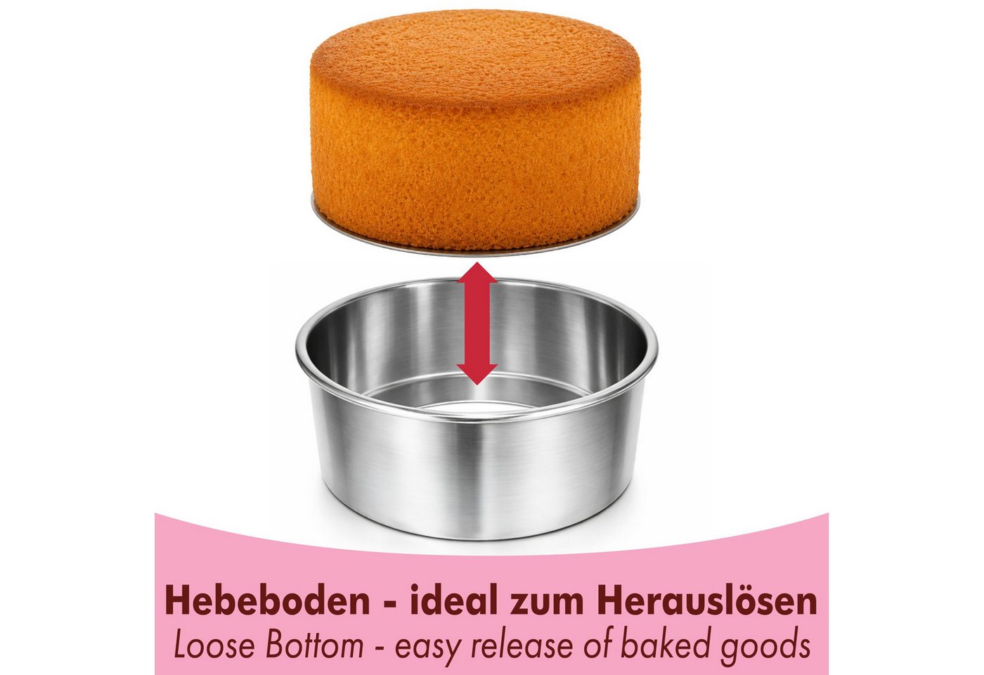 immer Backform Backform Set Edelstahl 4er-Set Mini-Kuchenformen mit Hebeboden, (8-tlg), unbeschichtet, ohne PFAS, Aluminiumfrei, hochhitzefest – Bild 5 von 5