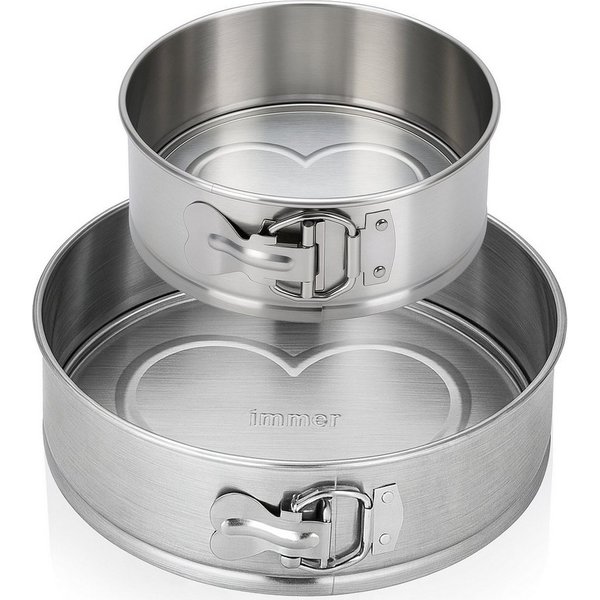 immer Springform Kuchenform Edelstahl Backform unbeschichtet PFAS-frei 2er Set 18/25 cm, (Springform-Set 4-tlg)